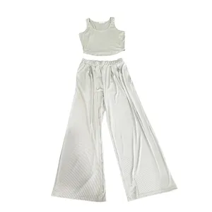 Ekouaer Worn once! Sage Green Set Wide Leg Pants and Crop Top Women's Size Medium thumbnail 2