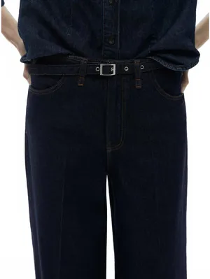 Mango Rinse-Wash Wide Leg Jeans with Belt NWT Mara Open Blue Size 4 thumbnail 7