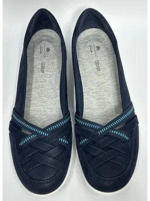 Clarks Cloudsteppers Womens Size 9.5M Adella Poppy Slip On Shoes Navy Blue thumbnail 3