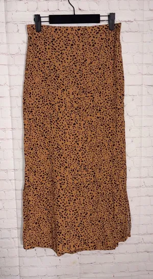 Cotton On Womens Medium‎ Tan Black Cheetah Animal Print Elastic Waist Midi Skirt thumbnail 1