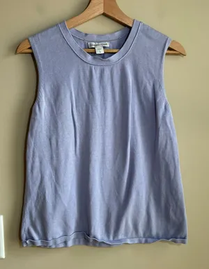 Vintage Coldwater Creek Silk Cotton Knit Sweater Tank L 14 Purple Women Top thumbnail 1