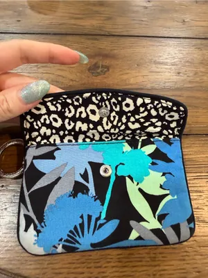 Vera Bradley Floral Zip Wristlet in Blue, Black, White, Mint thumbnail 3
