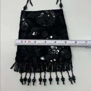Todd Anthony Black Beaded Sequin Evening Bag‎ Vintage Flapper Purse thumbnail 11