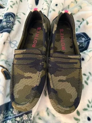 Rothy’s driving loafers- blue and green camo 9.5 thumbnail 1