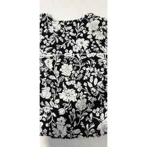 Croft & Barrow Womens 3X Black White Floral Rayon Button Front Short Sleeve Top thumbnail 6