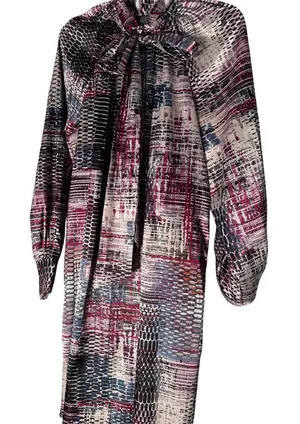 Adrianna Papell Women's Plaid Jabot Shift‎ Dress Purple Size 14 thumbnail 1