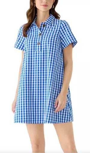 Crown & Ivy Short Sleeve Swing Shirt Dress Blue/White XXL NWT thumbnail 1