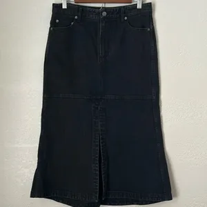 Tibi Size 29 Black Low Rise Denim Jean Midi Skirt with Front Slit thumbnail 3