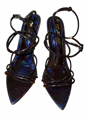 Cape Robbin Black Iridescent Strappy Stiletto Sandals thumbnail 2