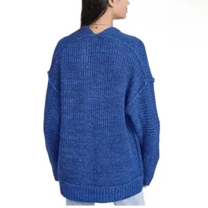 Free‎ People High Hopes Blue Black Chunky Knit Sweater Cardigan Small thumbnail 11