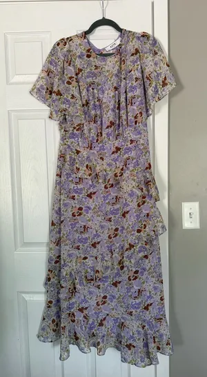 ASTR The Label Purple Lavender Ruffle Floral Maxi Dress Cottacore thumbnail 1