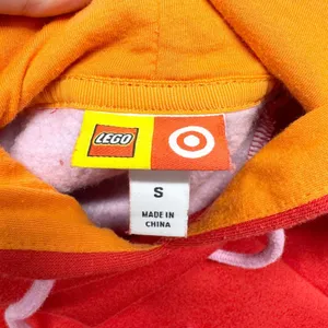 LEGO x Target Colorblock Hoodie Womens Size S‎ Red Orange Pink Fleece Pullover thumbnail 8