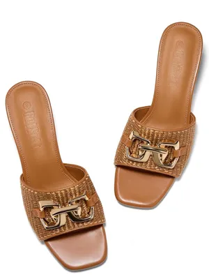 GotSoft Women's Tan Raffia Slide Sandals Size 7.5 thumbnail 3