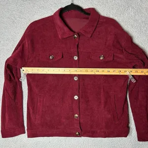 Corduroy Jacket Womens S‎ Red Rust Collared Long Sleeve Button Up Corduroy NEW thumbnail 5