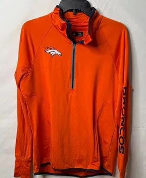 NFL team apparel Broncos orange quarter zip pull over shirt sz Lg thumbnail 1
