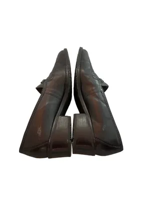 Nicole Shatter Black Leather Wingtip Buckle Loafer Heels Heel Toe Size 7 Women's thumbnail 4
