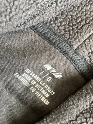 aerie Plush Hooded Teddy Pullover - Charcoal Gray thumbnail 2