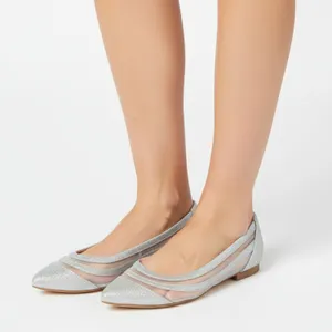 Betsey Johnson Silver Glitter Clear Mesh Panel Ballet Flats Shoes 5.5 thumbnail 1