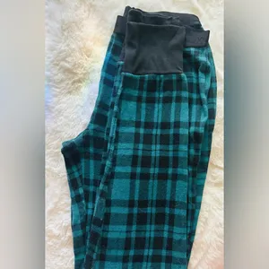 Victorias Secret Green Black Buffalo Plaid Thermal Pajamas Pjs Set ~ Small thumbnail 4
