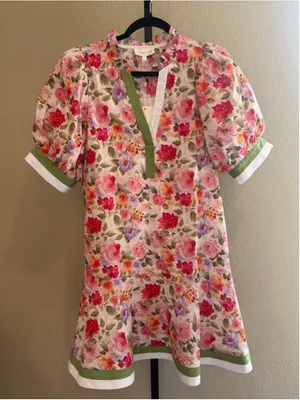Entro Floral Print Contrast Trim Mini Dress Size S thumbnail 2