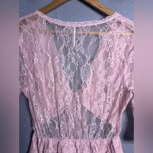 Free People LaLa Lace Mini Dress in Pink. Size Medium thumbnail 6