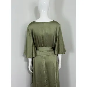 Six Stories Sage Green Satin Wrap Maxi Dress Women UK 22 Flutter Sleeve NWT $199 thumbnail 10