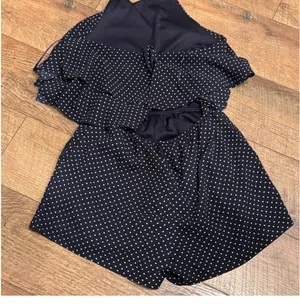 Aqua Navy Polka Dot Halter Tiered Ruffle Romper | Size Small | Bloomingdale’s thumbnail 7