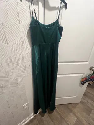 Birdy grey Satin Emerald Green Cowl Neck Evening Dress thumbnail 4
