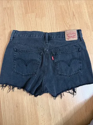 Levi Strauss High-Rise Black Distressed Women’s Denim Shorts thumbnail 2