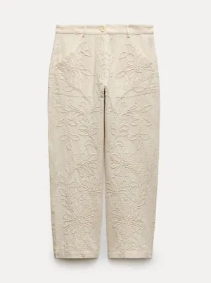 Zara NWT EMBROIDERED PANTS ZW COLLECTION. Size Medium thumbnail 3
