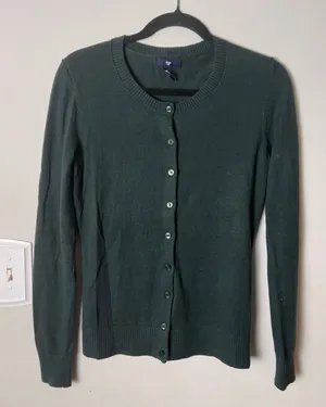 Gap Hunter Green Cardigan Preppy Dark Academia Grandpa Chic Sweater S thumbnail 1