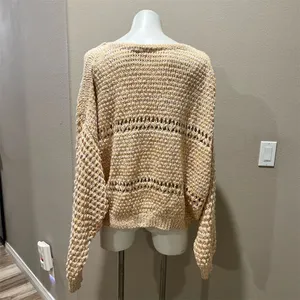 Free People Women's XL Standard V-Neck Pullover Sweater Multicolor Casual Knit thumbnail 6