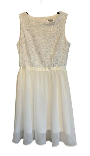 Amazon Bbonlinedress White Sequin Sleeveless Dress Baptism Bride Bridal Mini Womens S thumbnail 1