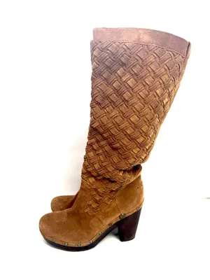 UGG Arroyo Tan Woven Braided Suede Tall Clog Boots Size 10 thumbnail 3