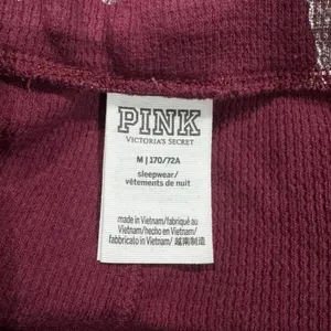 Victoria’s Secret PINK Maroon Silver Waffle Knit Dog Sleep Shorts Women’s Medium thumbnail 3