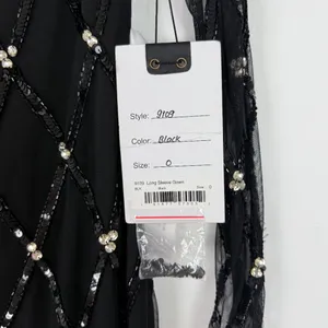NWT Mac Duggal #9109 Sequin Embellished Long Sleeve Gown Dress Black Size 0 NEW thumbnail 6