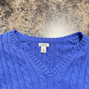 LL Bean Cable Knit Sweater Crop Distressed Grunge Fisherman Coastal Grandma M thumbnail 3