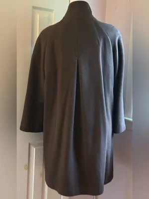 J. JILL Chocolate Brown Wool Blend 4 Big Front Button High Neck Pea Coat Sz S. thumbnail 3