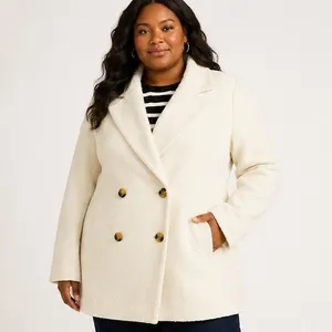 Free Assembly Womens Jacket XXL Cream Double Breasted Boxy Notch Lapel Coat thumbnail 10