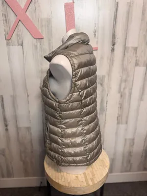 Calvin Klein Metallic Packable Puffer Vest Womens XL Champagne Taupe Quilted thumbnail 4