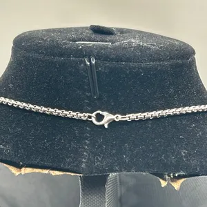 Mens Real Silver Box Chain 22 Inch Plated Stainless Steel Waterproof New thumbnail 4