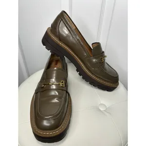 Sam Edelman Laurs Bit Loafer Lug Sole 9M Olive Green Leather Platform Chunky thumbnail 2