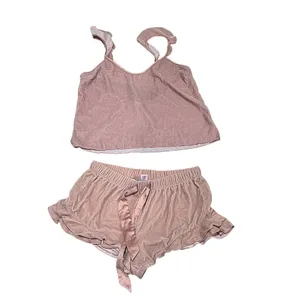 Victoria's Secret Pajama Set Womens S Pink Cami Top Ruffle Shorts 2PC thumbnail 4