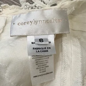 Corey Lynn Calter Anthropologie Lorient White Linen Crochet Mini Dress 6 Cottage thumbnail 14