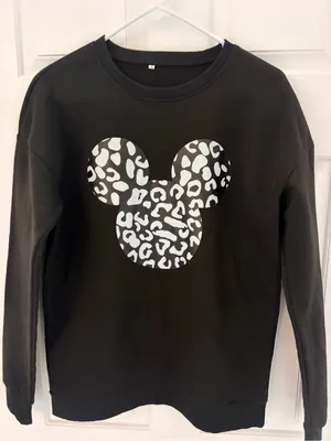 Black Crewneck Sweatshirt with Leopard Mickey Print thumbnail 1