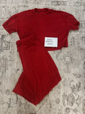 House PJ Lounge set - Vintage Red with VdayPatch - XS/S, worn once. SOFTEST, lightweight. Washed once. Still in perfect condition no stains! thumbnail 4