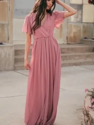 Jessakae Dusty Pink Eloise Chiffon Maxi Dress Sz.S thumbnail 2