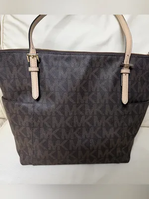 Michael Kors Brown MK Monogram Tote with Beige Handles thumbnail 5