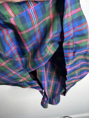 Old Navy Puff-Sleeve Blue Plaid Fit & Flare Taffeta Mini Dress Large Preppy Work thumbnail 7