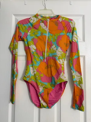 Multicolor Floral Long Sleeve One-Piece thumbnail 1